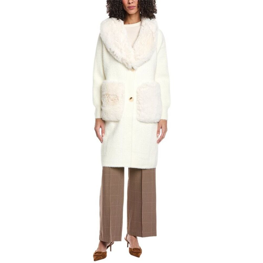 La Fiorentina Womens  Plush Coat, White